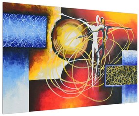 Abstraktný obraz - maľba tanečníkov (90x60 cm)