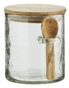 MADAM STOLTZ Sklenená dóza s lyžičkou Mango Wood 9 cm