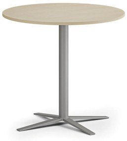 Konferenčný stolík AURA, priemer 80 cm, sivostrieborná podnož, breza