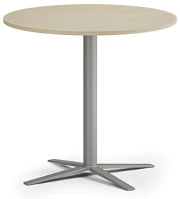 Konferenčný stolík AURA, priemer 80 cm, sivostrieborná podnož, breza