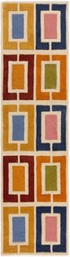 Ručne všívaný vlnený behúň s reliéfnou štruktúrou Retro Blocks