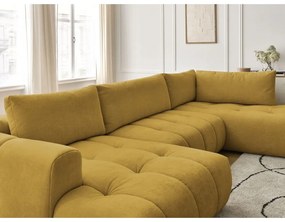 Rozkladacia/s úložným priestorom rohová pohovka v horčicovej farbe (pravý roh/do tvaru "U") Fuji – Bobochic Paris