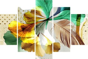 Obraz - Listy s pierkom (150x105 cm)