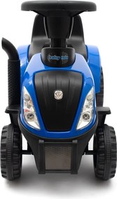 Detské odrážadlo traktor s vlečkou a náradim Baby Mix New Holland modrý