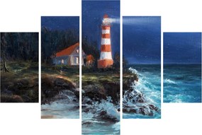 Obraz - Maják na brehu oceánu, aquarel (150x105 cm)