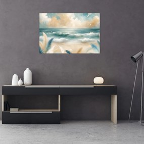 Obraz – Maľovaná pláž v jemných farbách (90x60 cm)
