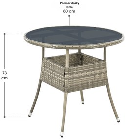InternetovaZahrada Ratanový okrúhly stôl Yoro Ø80 cm - šedý