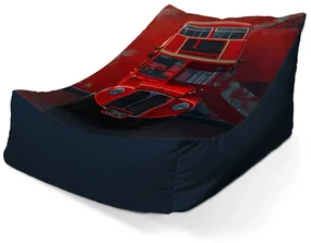 Sablio Sedací vak Lounge Červený poschodový autobus Vlajka - 80 x 95 x 50 cm