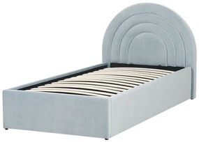 Zamatová posteľ s úložným priestorom 90 x 200 cm svetlomodrá ANET Beliani