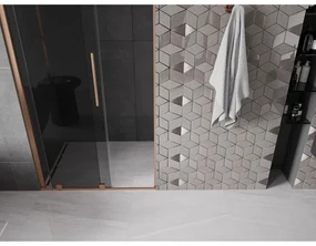 Mexen Velar, posuvné sprchové dvere do otvoru 100 cm, 8mm šedé sklo, medená matná, 871-100-000-41-65