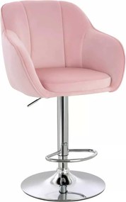 LuxuryForm DESIGN Barová stolička AVOLA VELUR na striebornom tanieri - svetlo ružová