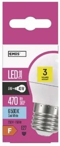 EMOS LED Mini žiarovka, E27, 6W, studená biela