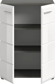 Skrinka Salsa, 60 cm, šedý dub/biela lesk