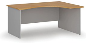 Ergonomický kancelársky písací stôl PRIMO GRAY, 160x120 cm, pravý, sivá/buk