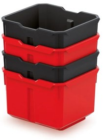 Sada 4 úložných boxov (krabičiek) II, čierna / červená