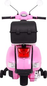 Ramiz Vespa elektrický skúter pre deti Ružová + pomocné kolieska + audio + ekokoža + EVA + pomalý štart