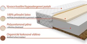 Penový matrac piena 200x120x10 cm - kokos / latex