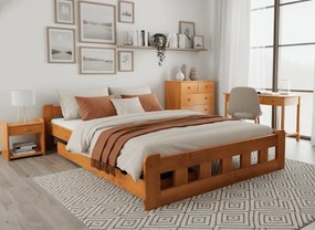 Posteľ Naomi zvýšená 140 x 200 cm, jelša Rošt: S latkovým roštom, Matrac: Matrac Somnia 18 cm