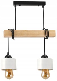 BERGE LED závesné stropné svietidlo, drevený trám, 2xE27, kovový pohárový luster