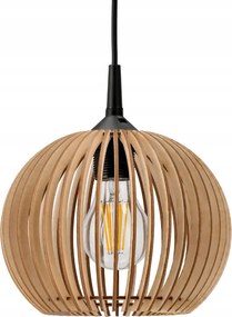 LED STROPNÁ ZÁVESNÁ LAMPA, DREVENÁ, 1xE27 + KLIP PRE JEDNODUCHÚ MONTÁŽ