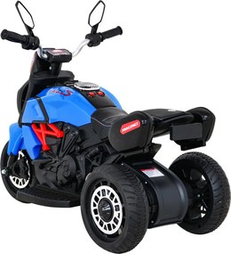 Ramiz Rýchla turistická motorka na batérie pre deti Modrá + Audio + Svetlá + Eko koža