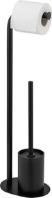 Čierny oceľový stojan na toaletný papier s kefou Levante – Wenko