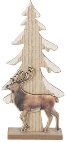 Dekoratívne drevený vianočný strom s jeleňom - ​​11 * 5 * 24 cm