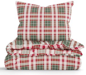 Vianočné francúzske bavlnené obliečky Renforcé - Káro zelené