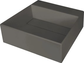 Deante Correo, granitové umývadlo na dosku s poličkou pod batériu a krycou doskou 400x400x130 mm, antracitová, CQR_TU4M