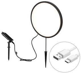 Bodové svetlo čierne 60 cm vrátane nabíjateľnej LED a solárnej IP65 - Adalind