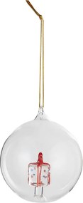 HANG ON Sklenená guľa darček 9 cm - číra