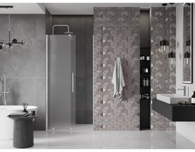 Mexen Velar, posuvné sprchové dvere do otvoru 110 cm, 8mm sklo námraza, brúsená oceľ, 871-110-000-31-97