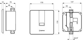 Sapho Sapho, Automatický splachovač pre urinál 24V DC, čierna, PS002B