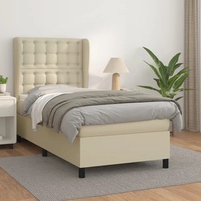 Boxspring posteľ s matracom krémová 80x200 cm umelá koža 3128999