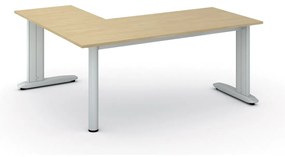 Rohový kancelársky písací stôl PRIMO FLEXIBLE 1800 x 1600 mm, breza