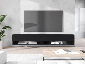 TV stolík/skrinka Adenik 180 MDF, Farby: čierny grafit / jodełka čierna, Osvetlenie: osvetlenie LED RGB - farebné