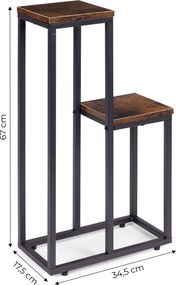 Stojan na květiny EVELIN 67x34,5 cm hnědý/černý