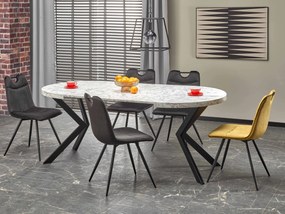 Rozkladací jedálenský stôl 100-250 cm Pepeera (mramor biely + čierna) (pre 6 8 osôb). Vlastná spoľahlivá doprava až k Vám domov. 1049335