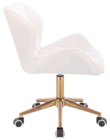 LuxuryForm DESIGN Stolička MILANO VELUR na zlatej podstave s kolieskami - biela