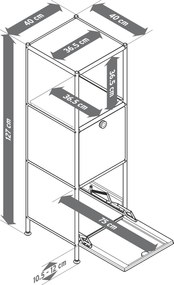 Úzka kovová komoda »CN3« s 2 výklopnými priečinkami