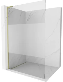 Mexen Kioto L, sprchová zástena Walk-In 120 x 200 cm, 8mm číre sklo-námraza, zlatý matný profil, 800-120-103-55-35