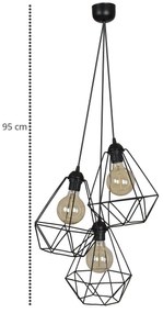 Závesné svietidlo Fusion, 3x drôtené tienidlo (výber z 2 farieb), l