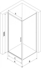 Mexen Exo, sprchovací kút s krídlovými dverami 95 x 85 cm, 6mm číre sklo, chrómový profil, 817-095-085-01-00