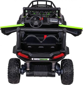 Ramiz Buggy UTV Off-roader pre deti Zelená + diaľkové ovládanie + nosič batožiny + pomalý štart + EVA + MP3 LED