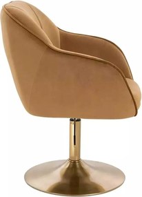 LuxuryForm DESIGN Stolička AVOLA VELUR na zlatom tanieri - medová
