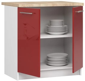 Spodná kuchynská skrinka s doskou OLIWIA S80 biela / červená, lesk