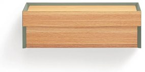 Zelený závesný nočný stolík s doskou v dubovom dekore Arista – Teulat