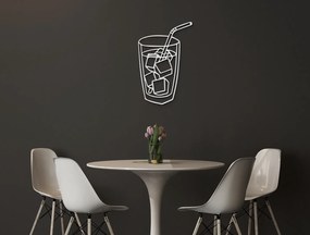drevko Drevená nálepka Ľadový nápoj so slamkou Rozmer obrazu: 44,5 x 29 cm, Farba dekorácie: Čierna