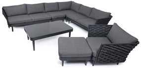 Hliníkový vypletaný rohový nábytok LEONO tmavý