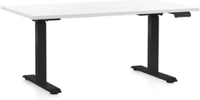 Výškovo nastaviteľný stôl OfficeTech D, 140 x 80 cm, čierna podnož, biela
